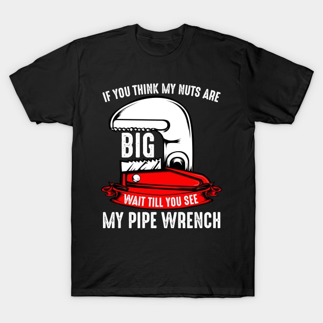 Plumber - If You Think My Nuts Are Big - Funny Plumbing Pun T-Shirt by Lumio Gifts